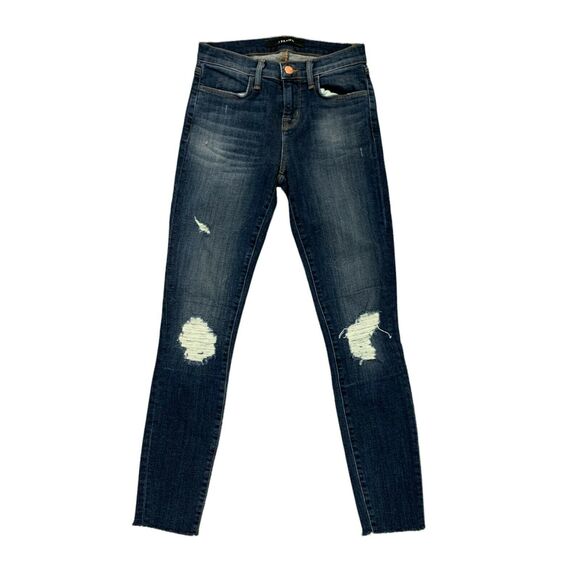 J Brand Cropped Skinny Troublemaker Jeans Womens 24 Distressed Denim Stretch - Picture 1 of 10